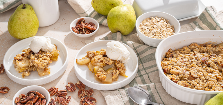 Easy Pear Crisp with Oats and Pecans recipe by hale groves