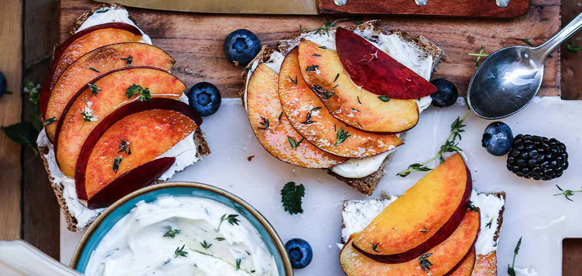 HG Peach Bruschetta with Whipped Goat Cheese Recipe