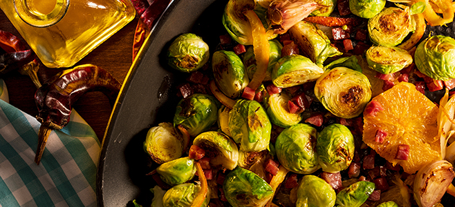 cooked brussels with oranges