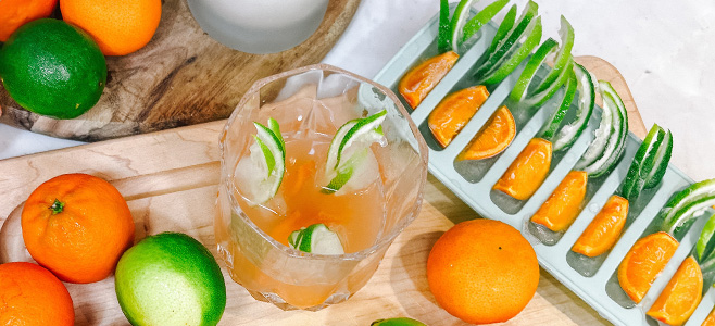 easter ice cubes with oranges and limes