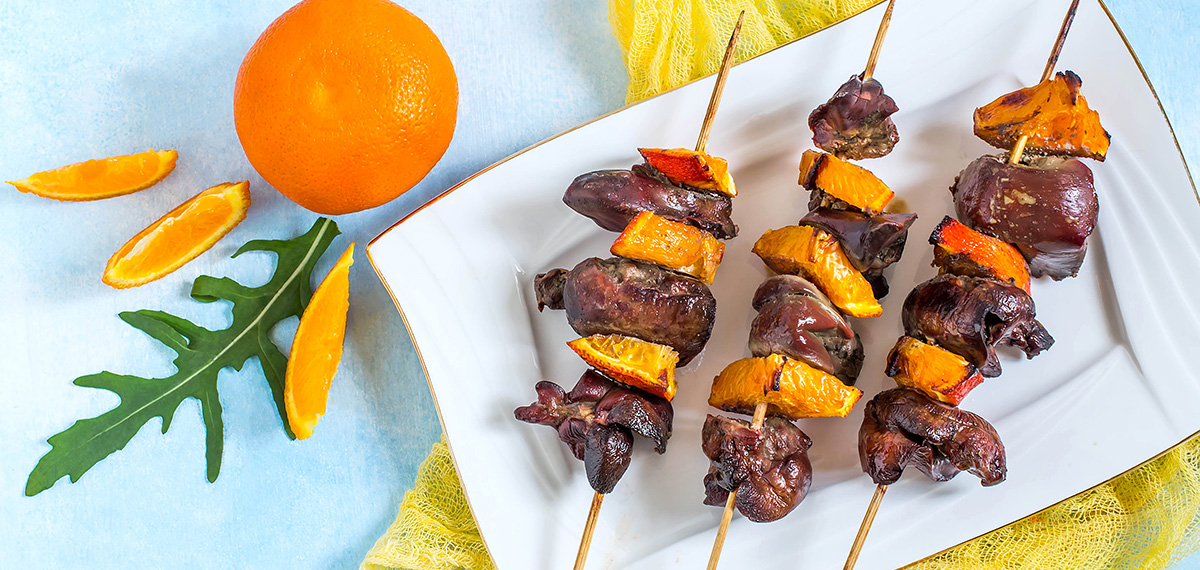 Grilled Chicken Liver and Tangerine Kebabs Recipe by hale groves
