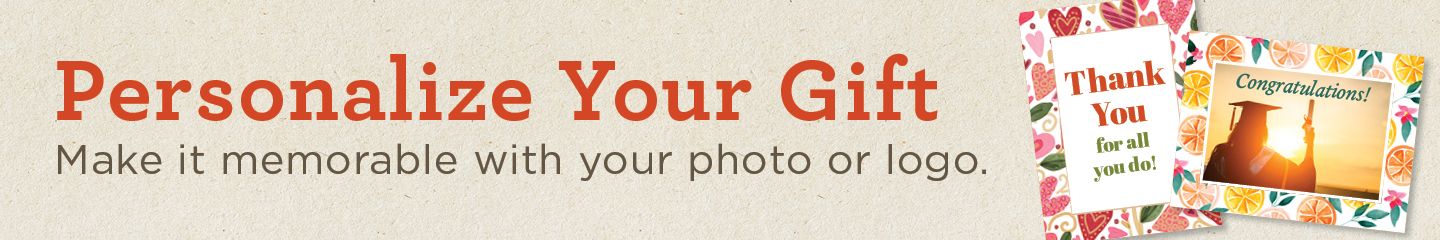 Send custom greeting cards - Add a card to your gift