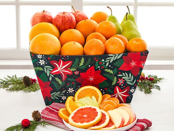 Festive Floral Basket Boxes, All Fruit