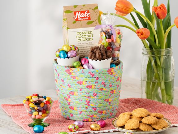 Floral Woven Rope Basket