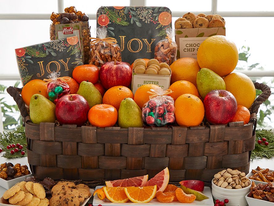 Joyful Giving Basket - Large Gift Basket - Premium Fruit Basket - Holiday Gift Basket