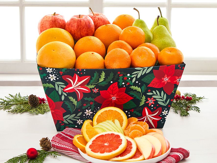 Festive Floral Basket Boxes, All Fruit